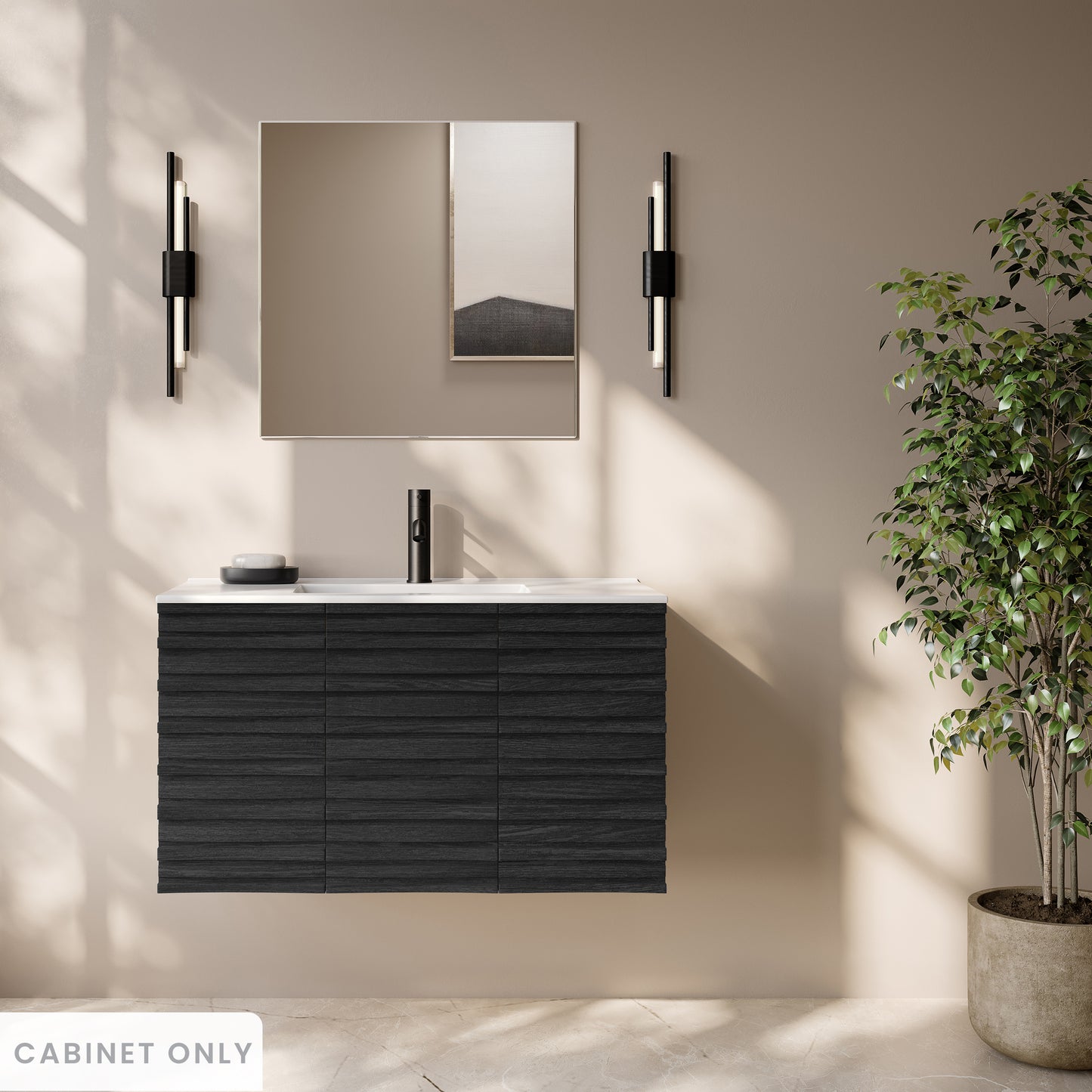 Swiss Madison, Cascade 36" Wall-Mounted Bathroom Vanity Cabinet without Top in Black Oak