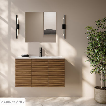 Swiss Madison Cascade 36-inch wall-mount bathroom vanity in Brown Oak