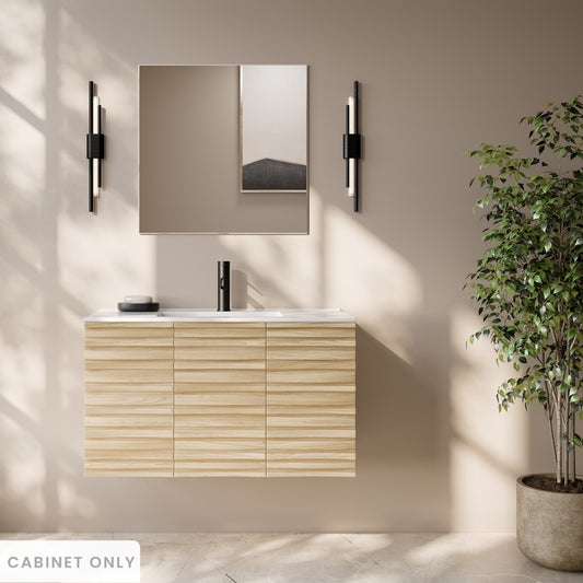 Swiss Madison, Cascade 36" Wall-Mounted Bathroom Vanity Cabinet without Top in Natural Oak