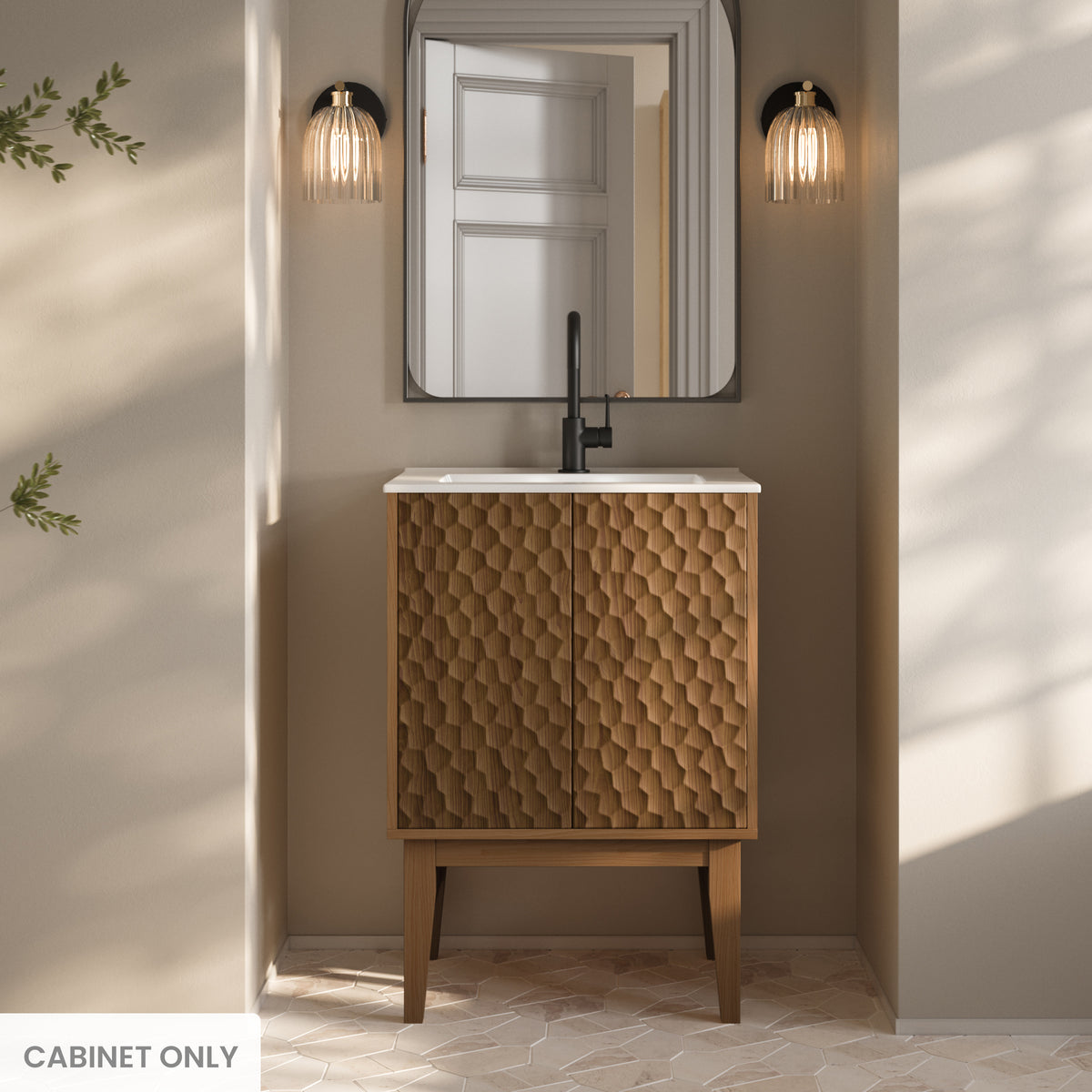 Swiss Madison, Bosse 24" Freestanding Bathroom Vanity Cabinet without Top in Brown Oak
