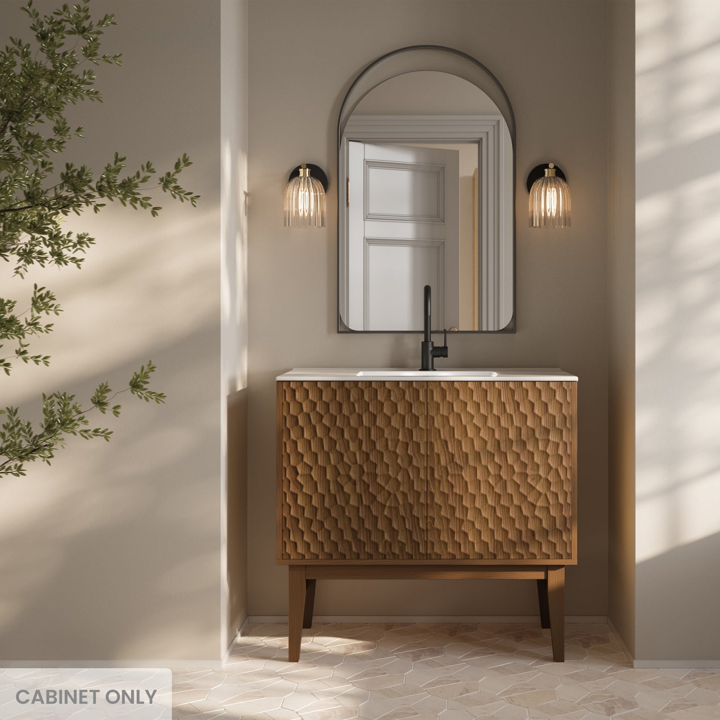 Swiss Madison Bosse 36-inch freestanding bathroom vanity in Brown Oak — view 2