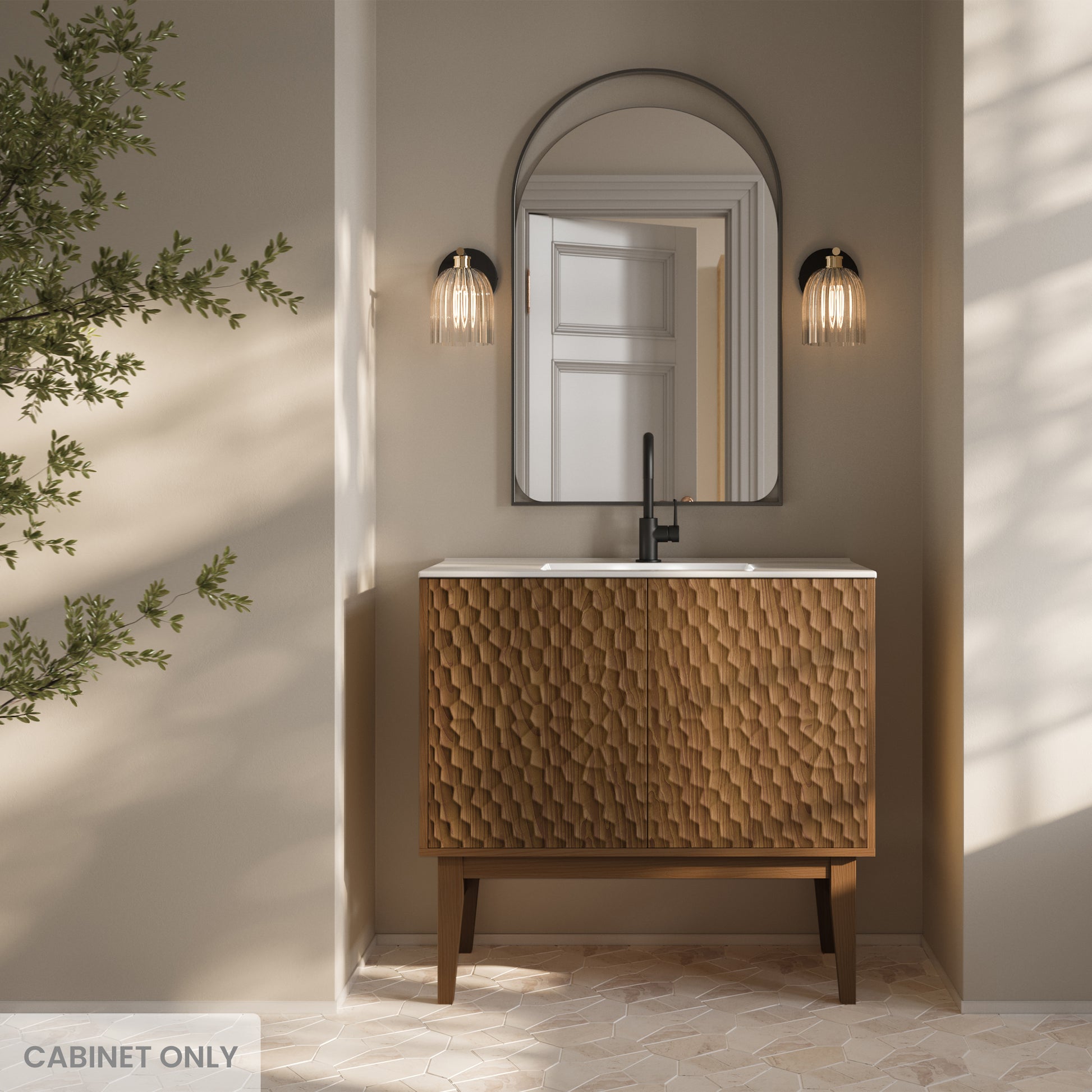 Swiss Madison Bosse 36-inch freestanding bathroom vanity in Brown Oak — view 2