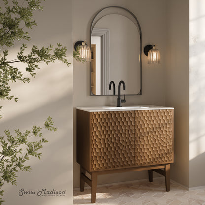 Swiss Madison, Bosse 36" Freestanding Bathroom Vanity in Brown Oak with Sink Top