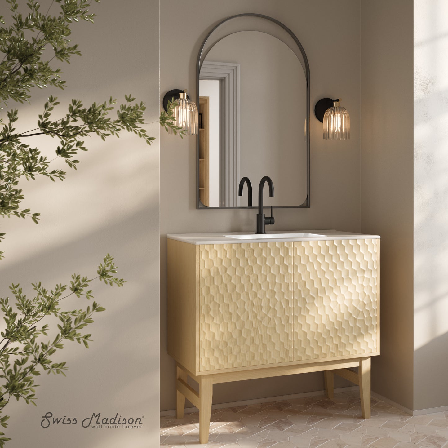 Swiss Madison Bosse 36-inch freestanding bathroom vanity in Natural Oak — view 5