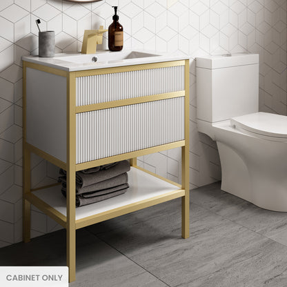 Swiss Madison, Cache 24 Freestanding, Bathroom Vanity in White and Gold Cabinet Only