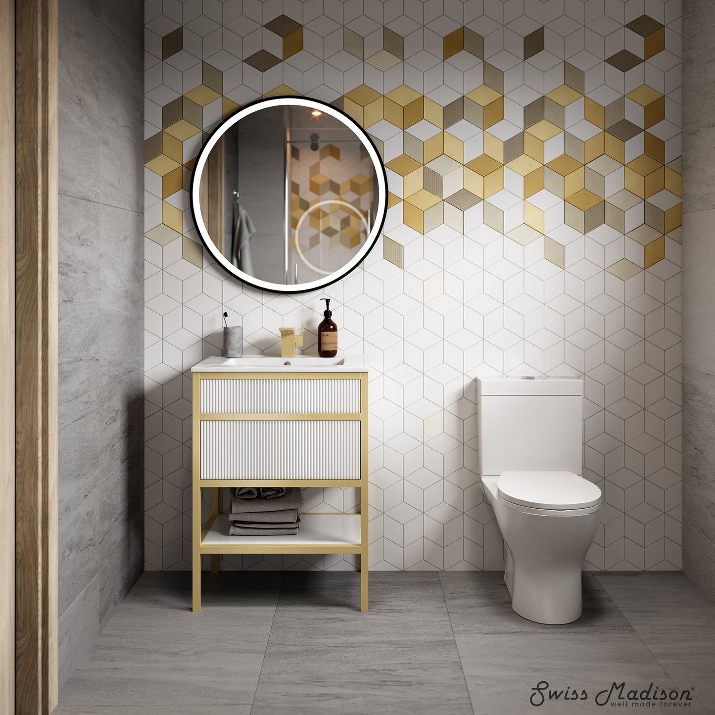Swiss Madison, Cache 24" Freestanding Bathroom Vanity in White with Sink Top