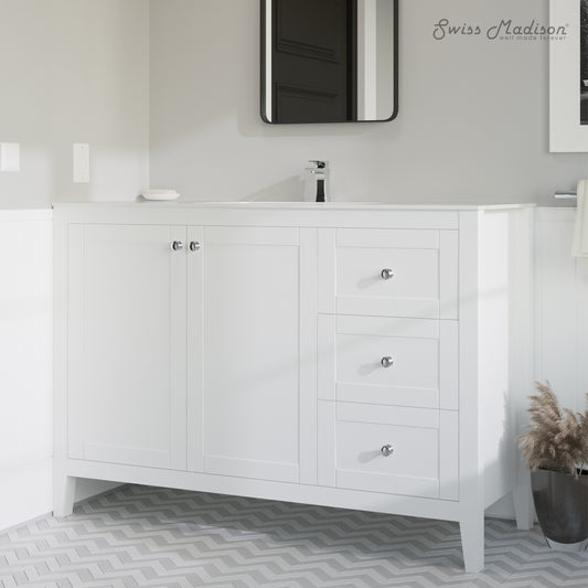 Swiss Madison, 48" Vanity Sink Top in Glossy White
