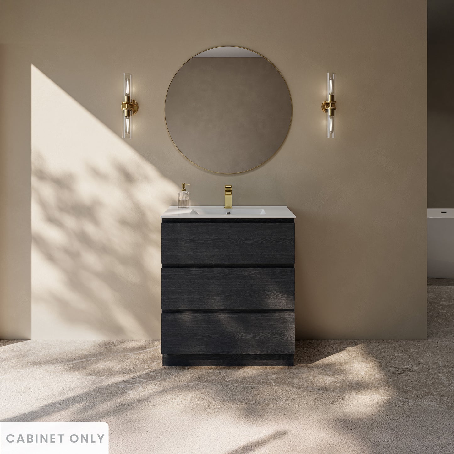 Swiss Madison, Liberte 30" Freestanding Bathroom Vanity Cabinet without Top in Black Oak