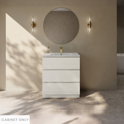Swiss Madison, Liberte 30" Freestanding Bathroom Vanity Cabinet without Top in White Oak