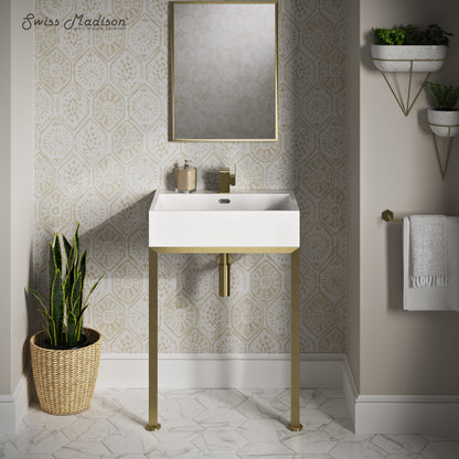 Swiss Madison, Concorde 24" Rectangle Console Sink with Brushed Gold Legs