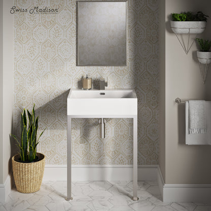 Swiss Madison, Concorde 24" Rectangle Console Sink with Matte Silver Legs