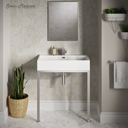 Swiss Madison, Concorde 30" Rectangle Console Sink with Matte Silver Legs