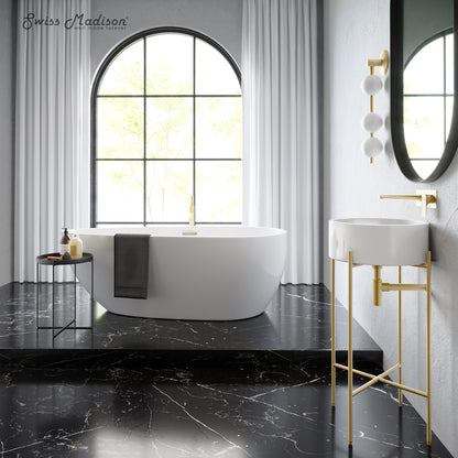 Swiss Madison, Monaco 16.5" Round Console Sink, White Basin Brushed Gold Legs
