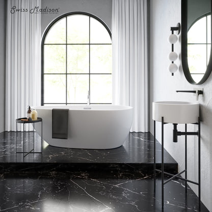 Swiss Madison, Monaco 16.5" Round Console Sink, White Basin Matte Black Legs