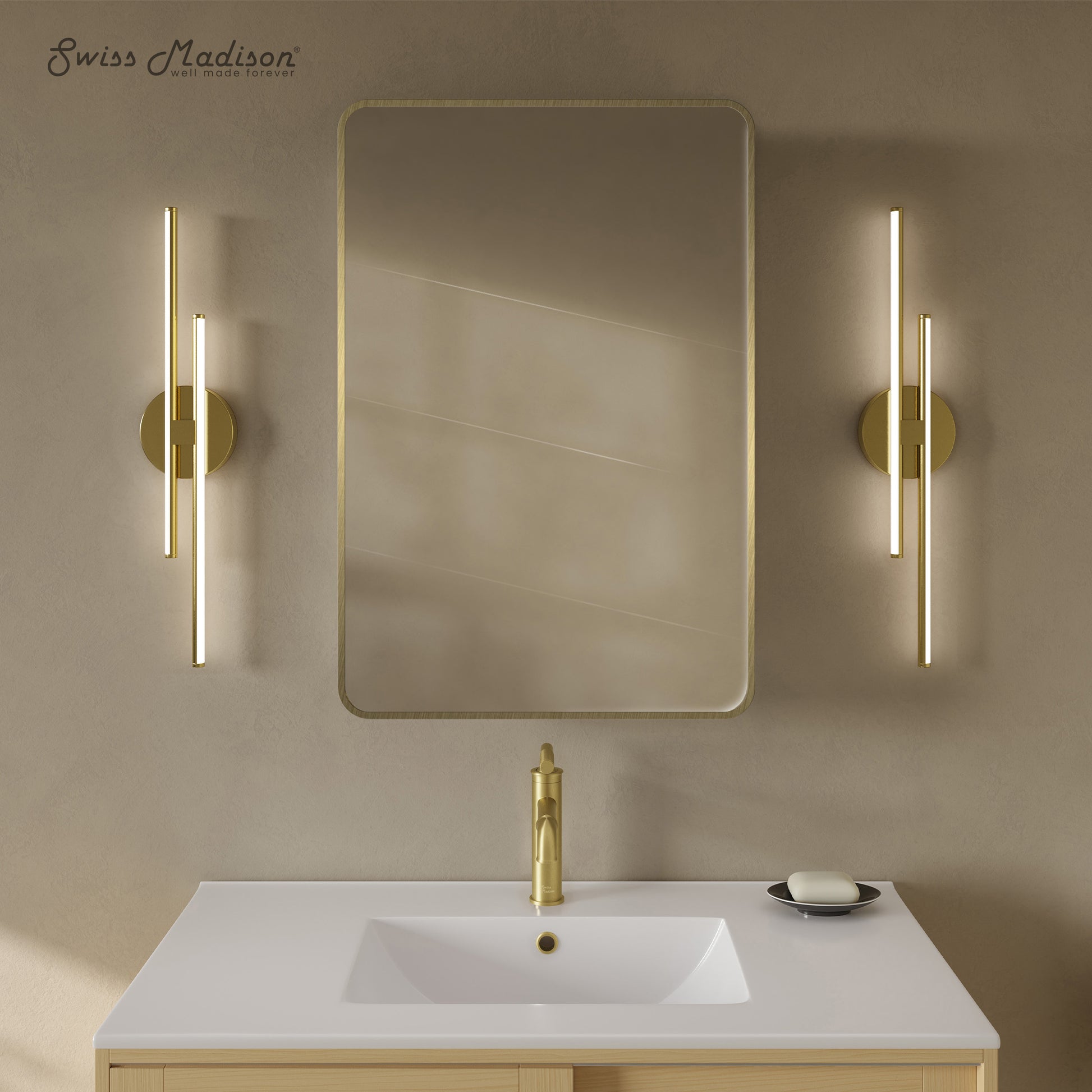 Swiss Madison Pierre wall-mount bathroom vanity in Brushed Gold — view 5