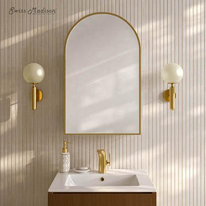Swiss Madison, Porte 20 x 30 Arched Recessed/Wall Mount Medicine Cabinet with Mirror in Gold