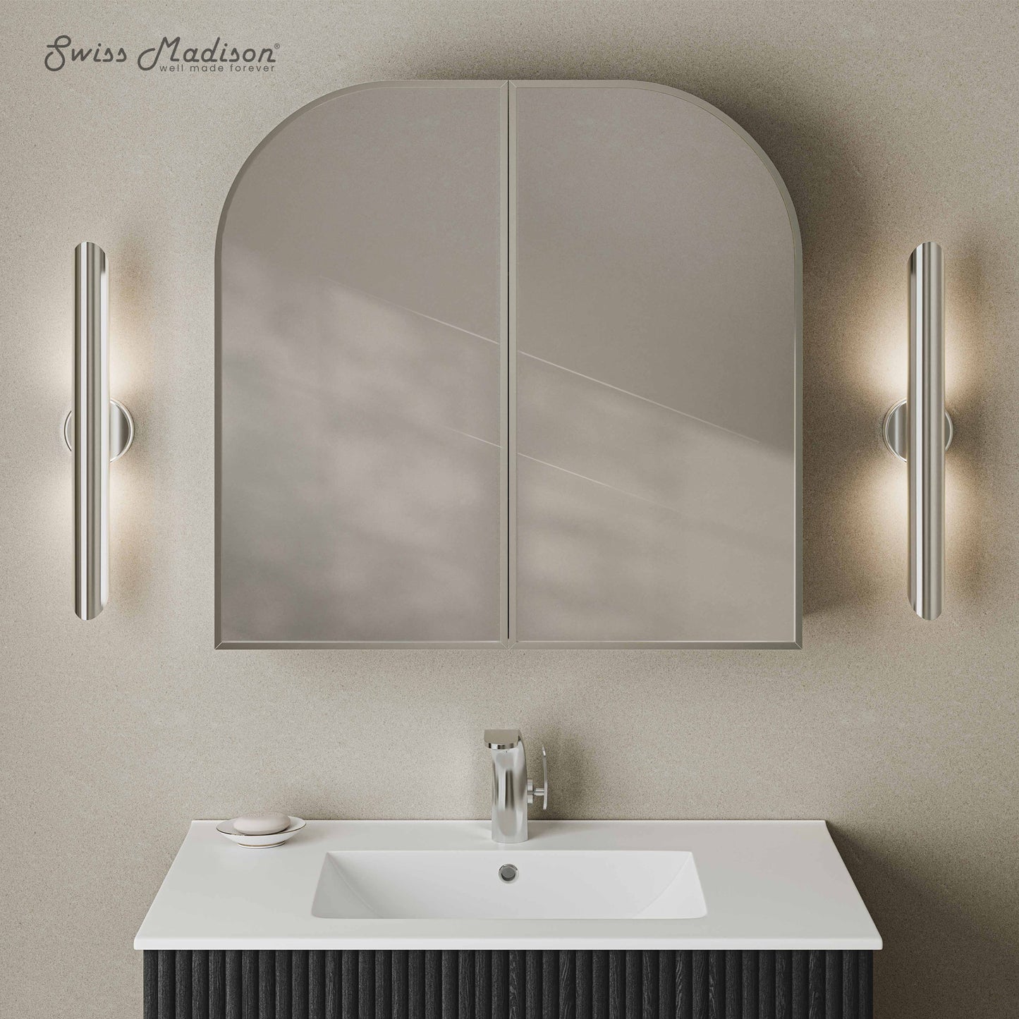 Swiss Madison Porte wall-mount bathroom vanity in Chrome — view 5