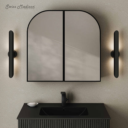 Swiss Madison, Porte 32 x 31 Arched Recessed/Wall Mount Medicine Cabinet with Mirror in Black