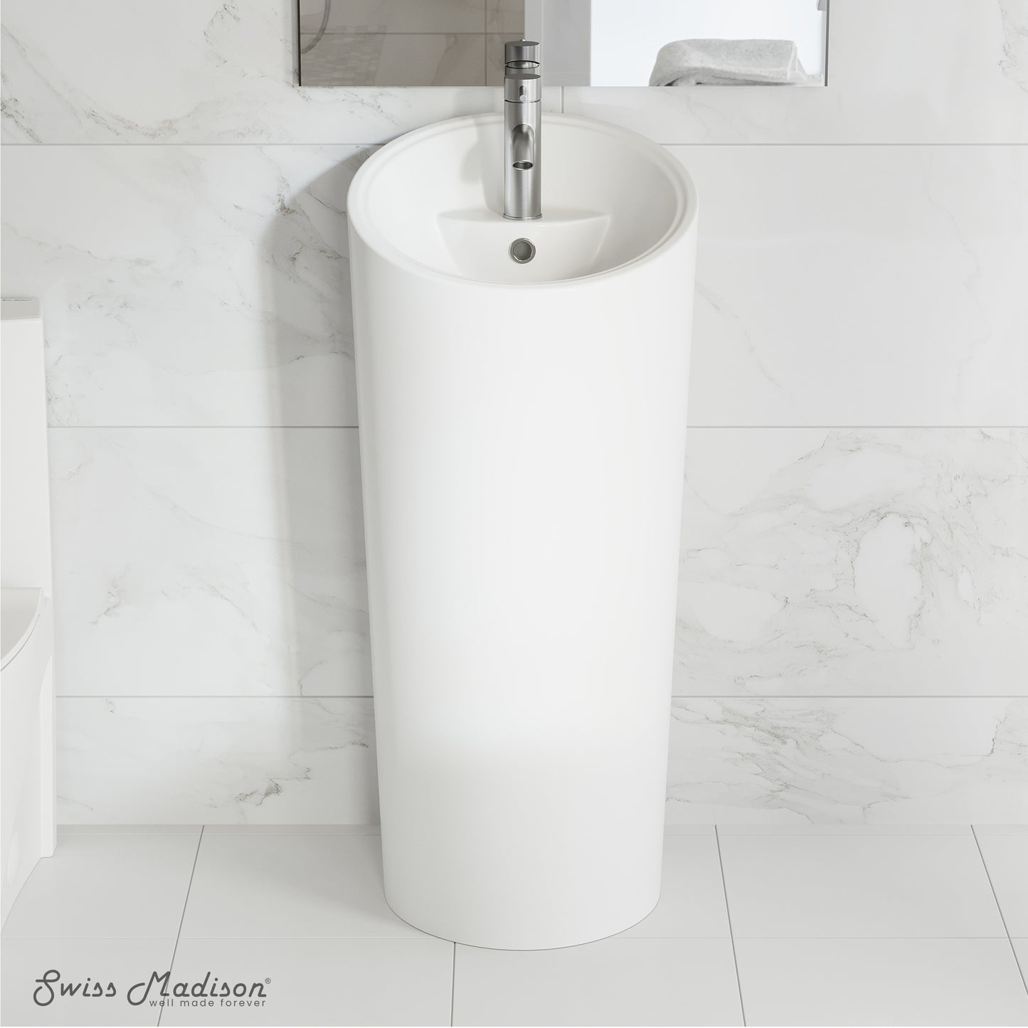 Swiss Madison, St. Tropez Circular One Piece Pedestal Sink