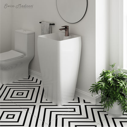 Swiss Madison, Carre One Piece Pedestal Sink