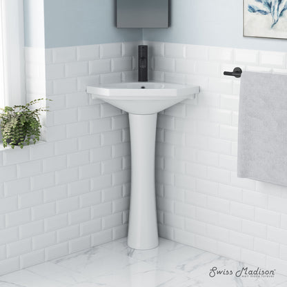 Swiss Madison, St.Tropez Corner Two-Piece Pedestal Sink