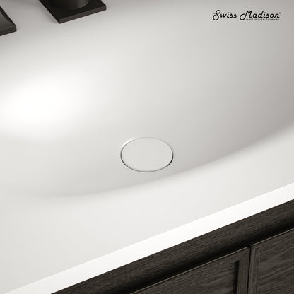 Swiss Madison, Lisse Concrete Bathroom Sink Non-Overflow Pop Up Drain in Matte White