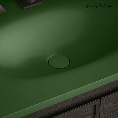 Swiss Madison, Lisse Concrete Bathroom Sink Non-Overflow Pop Up Drain in Matte Royal Green