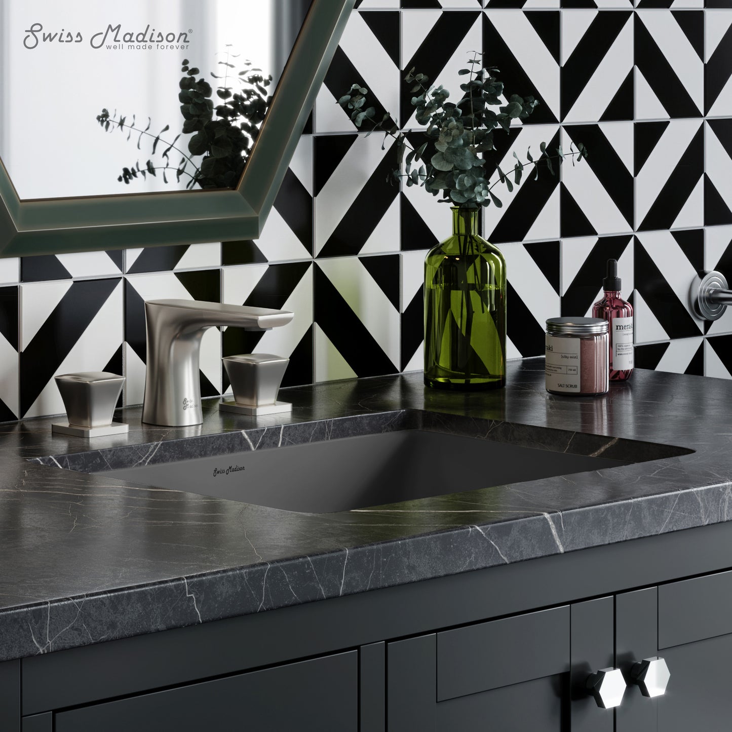 Swiss Madison, Plaisir 18.5" Rectangular Ceramic Undermount Bathroom Sink in Matte Gray