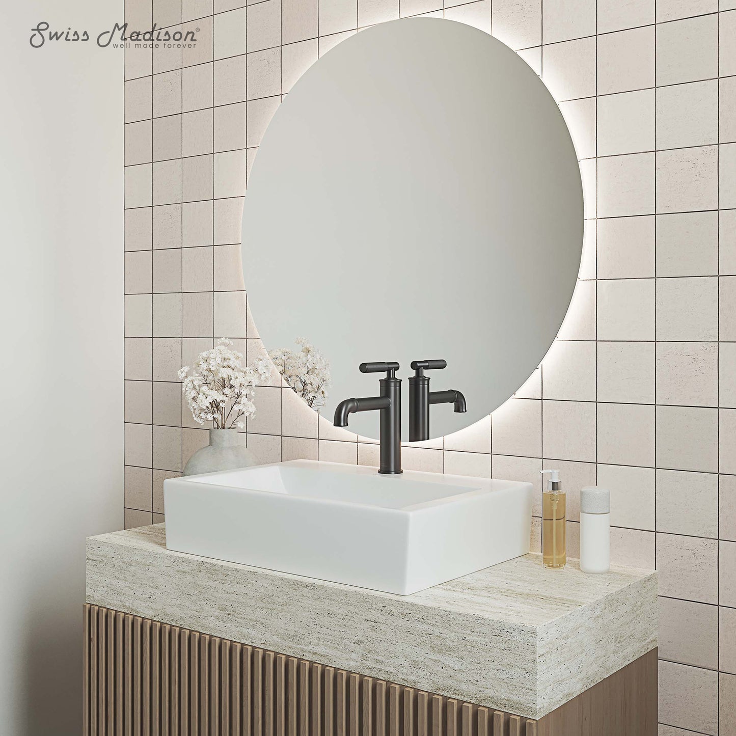 Swiss Madison, Claire 20 Rectangle Ceramic Vessel Sink, Matte White