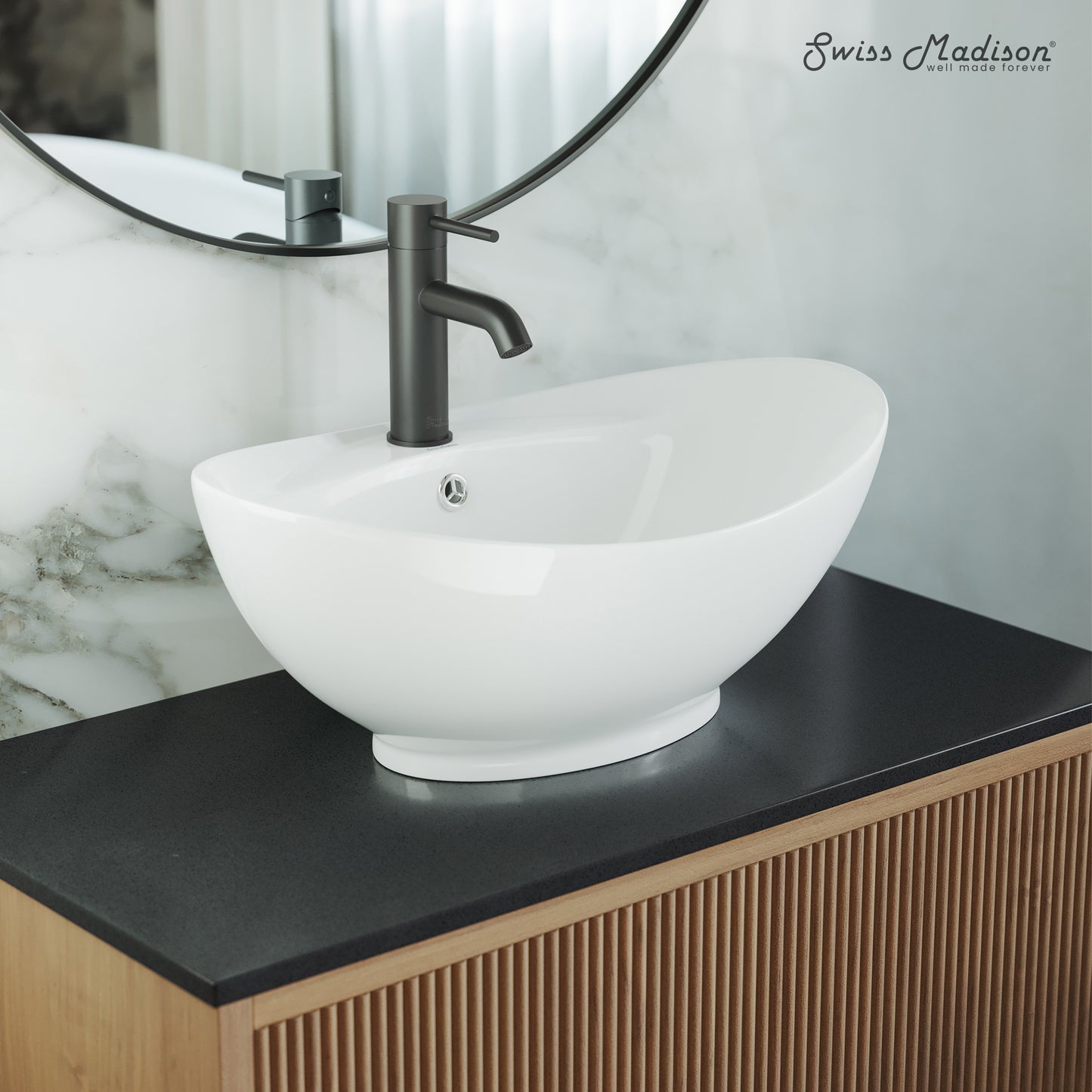 Swiss Madison, Ivy 23 Oval Ceramic Vessel Sink