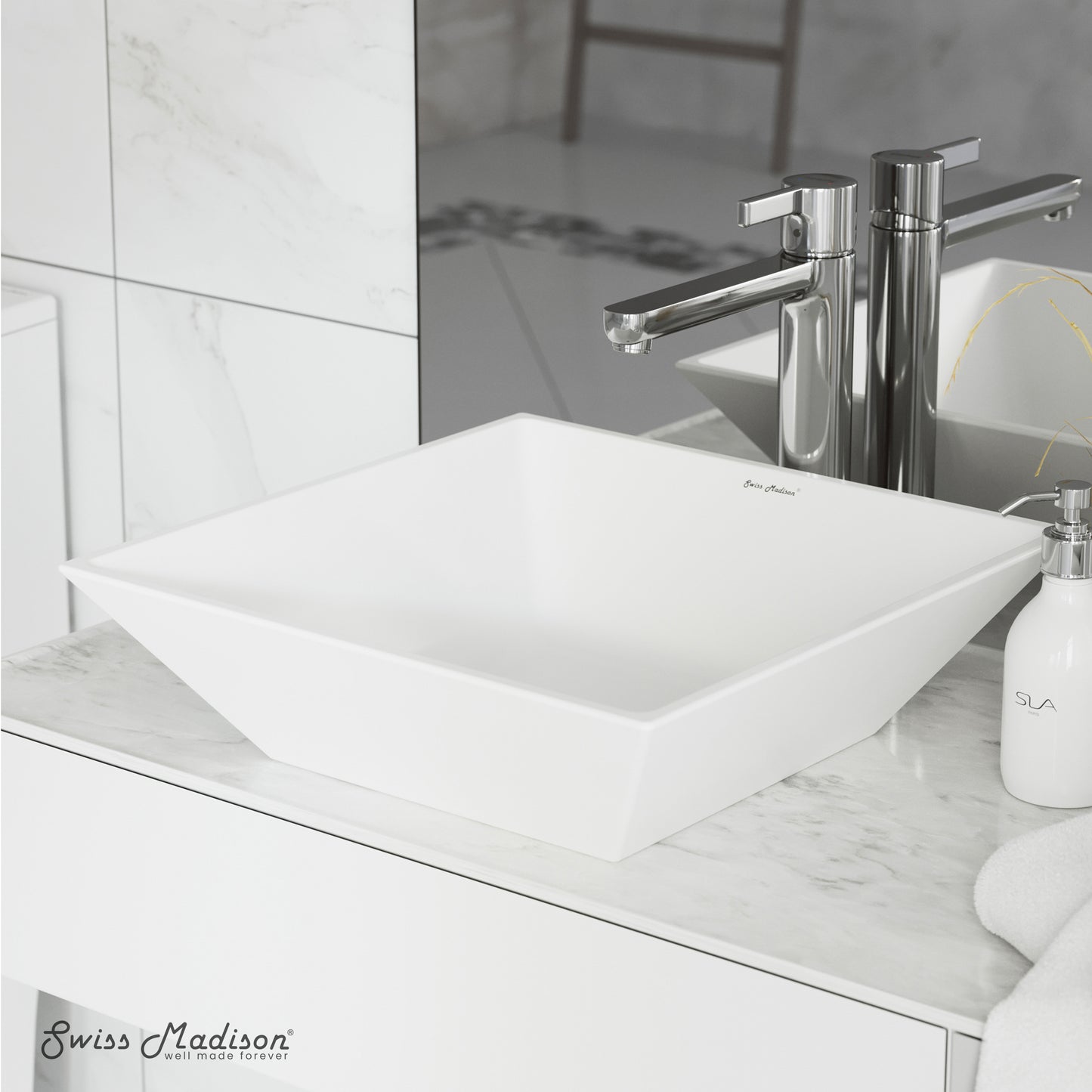Swiss Madison, St. Tropez Square Ceramic Vessel Sink