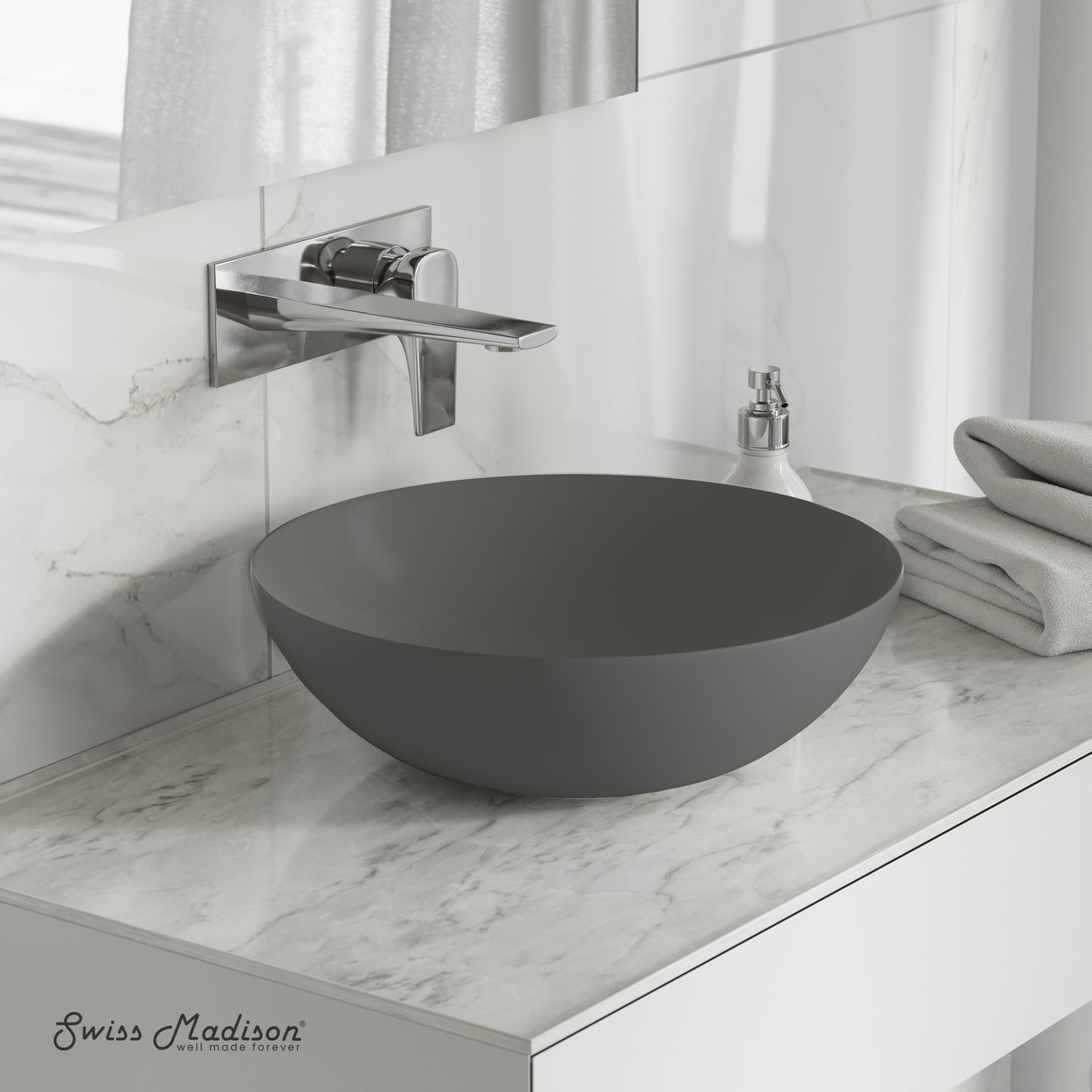 Swiss Madison, Classe 16 Color Ceramic Sink in Matte Grey