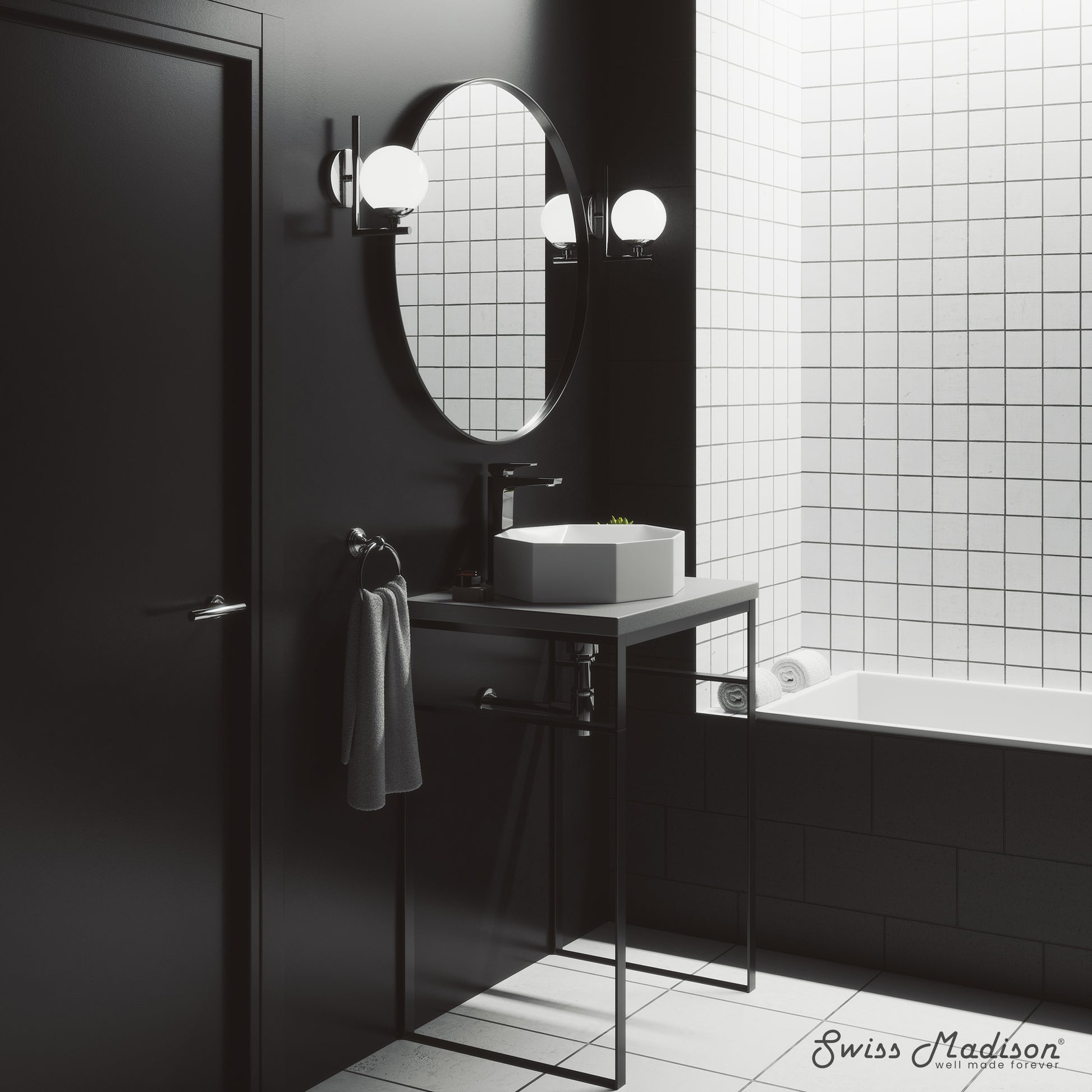 Swiss Madison Brusque Glossy White 19.25-inch vessel bathroom vanity — view 6