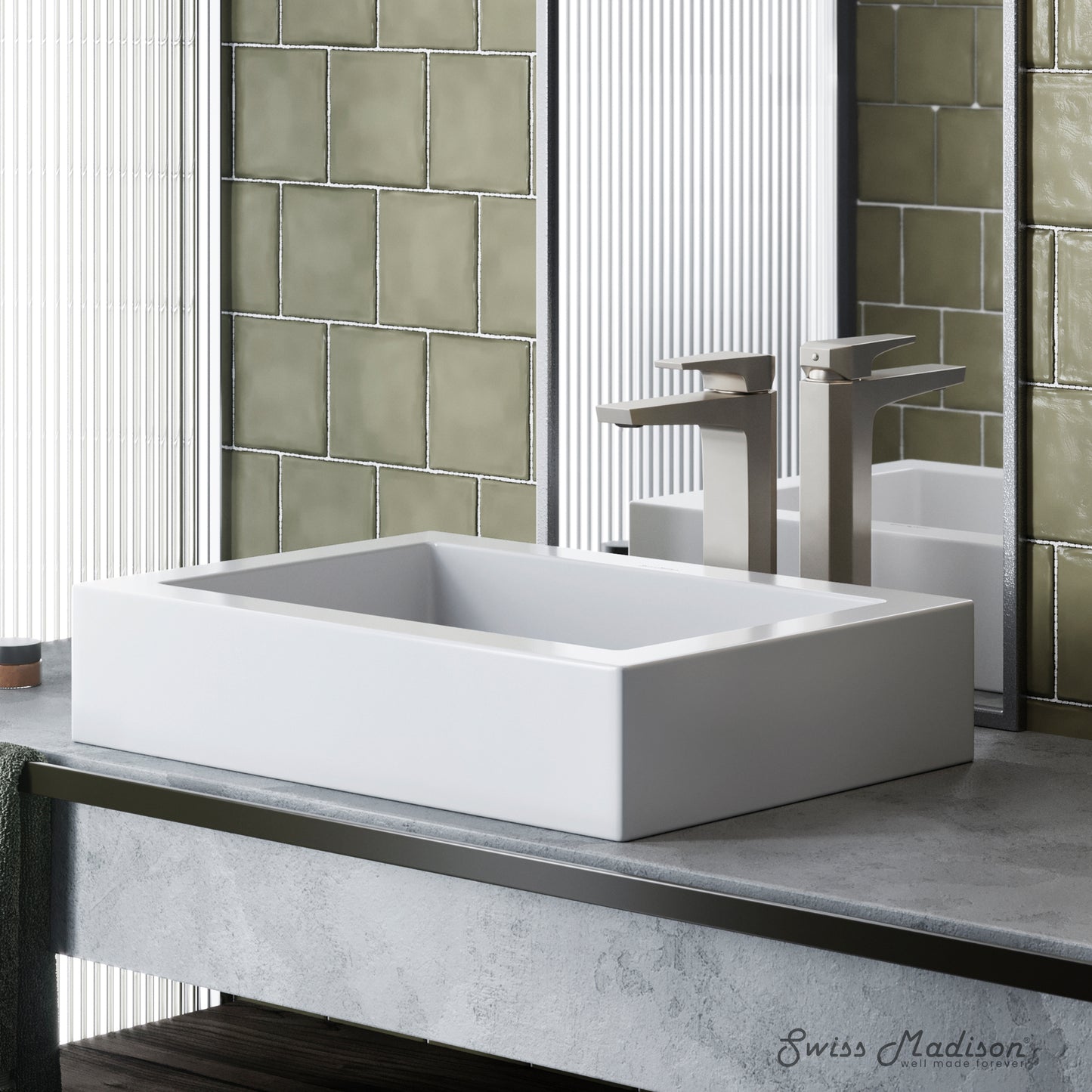 Swiss Madison, Voltaire Ceramic Rectangle Vessel Sink