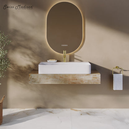 Swiss Madison, Voltaire 32" Rectangle Vessel Sink in Glossy White with Faucet Mount