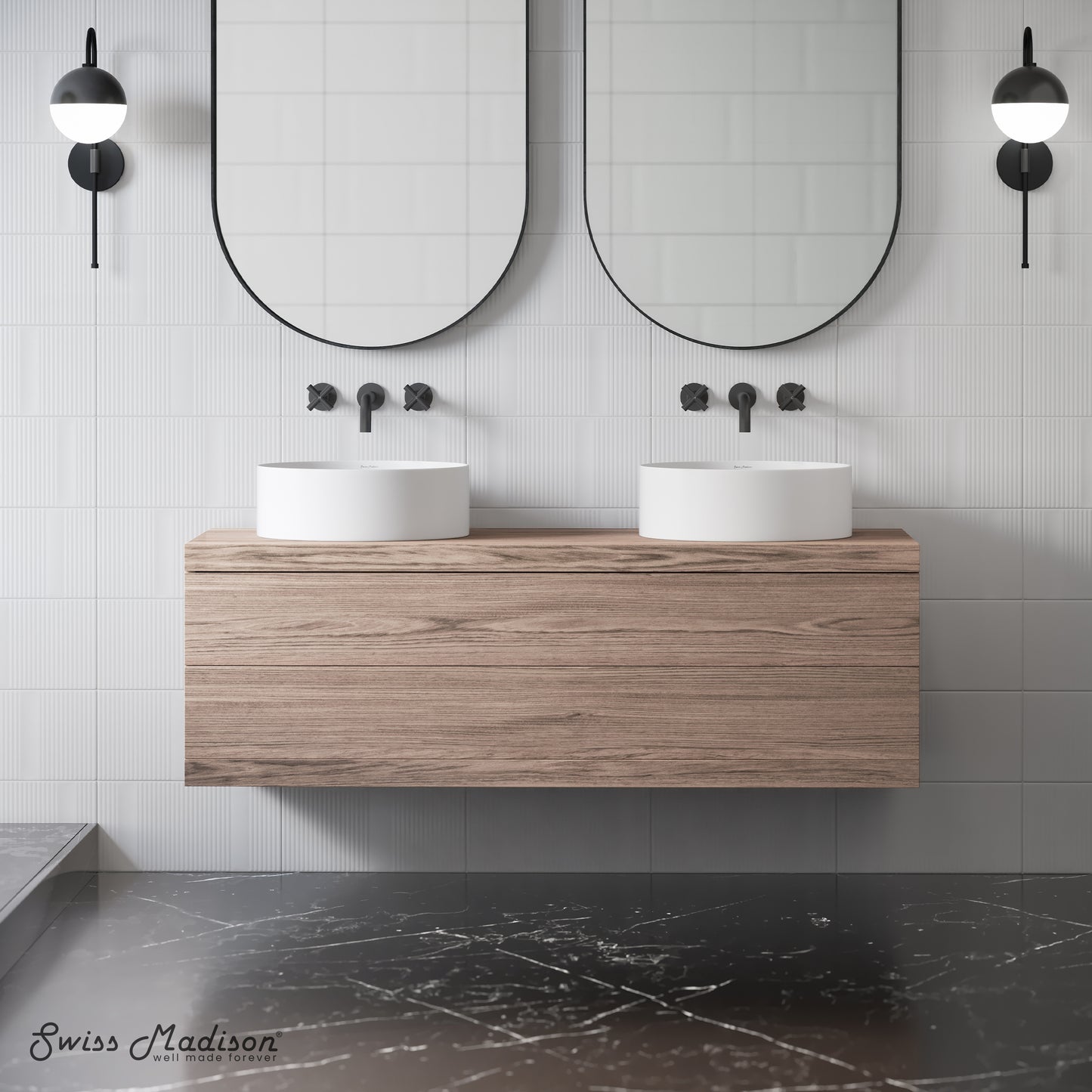 Swiss Madison, Beau 16.5" Round Vessel Bathroom Sink in Matte White