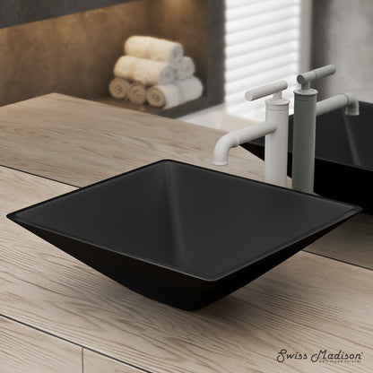 Swiss Madison, Claire 15.5" Glass Vessel Sink, Black