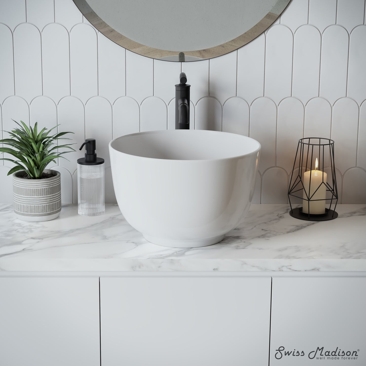 Swiss Madison, Calice 15'' Vessel Sink in White