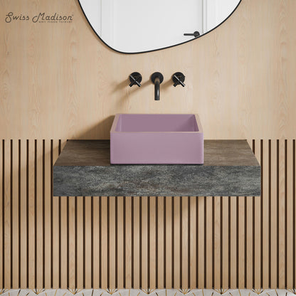 Swiss Madison, Lisse 15.5" Concrete Square Vessel Sink in Matte Lavender