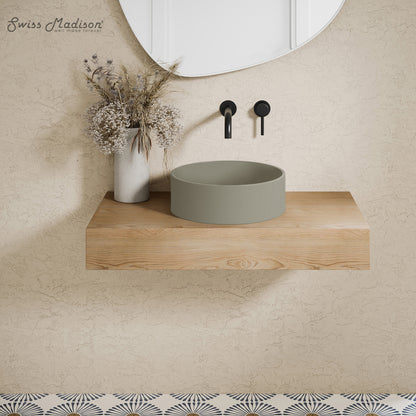 Swiss Madison, Lisse 14.5" Concrete Round Vessel Sink in Matte Taupe