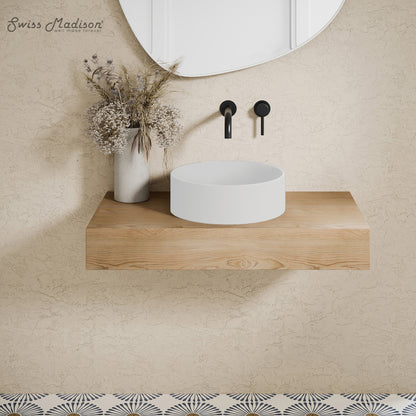 Swiss Madison, Lisse 14.5" Concrete Round Vessel Sink in Matte White