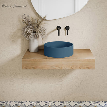 Swiss Madison, Lisse 14.5" Concrete Round Vessel Sink in Matte Royal Blue