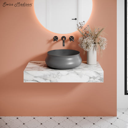 Swiss Madison, Lisse 17.5" Round Concrete Vessel Bathroom Sink in Dark Grey