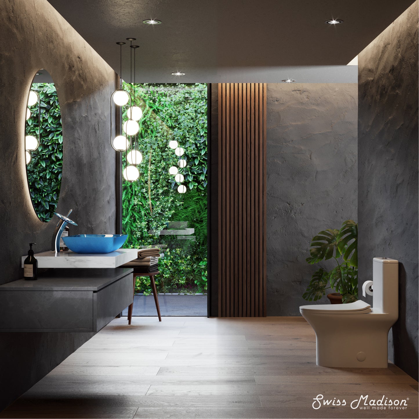 Swiss Madison Ocean Blue vessel bathroom vanity — view 6