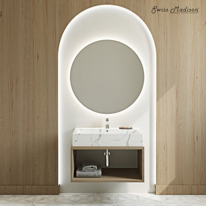 Swiss Madison, Voltaire Wide Rectangle Vessel Sink in White Marble