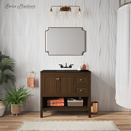 Swiss Madison, 36" Zero Hole Vanity Sink Top in Matte Black