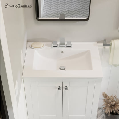 Swiss Madison, 24" 3-Hole Centerset Vanity Sink Top in Glossy White