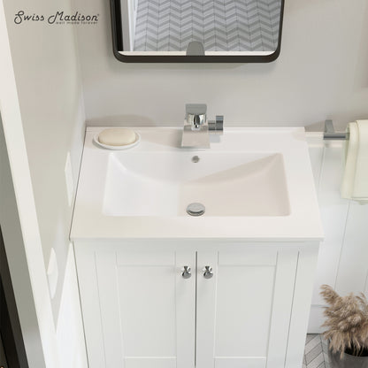 Swiss Madison, 24" Ceramic Vanity Top with Single Faucet Hole