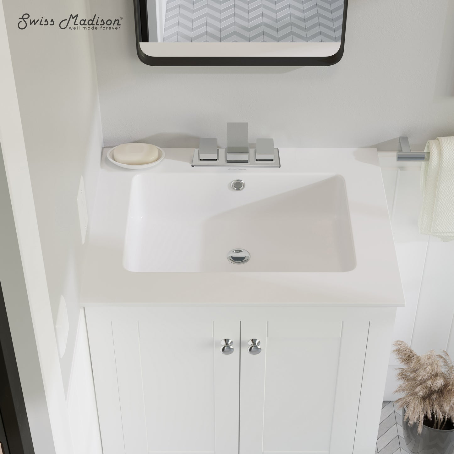 Swiss Madison, Voltaire 25 Vanity Top Sink with 3 Centerset Faucet Holes