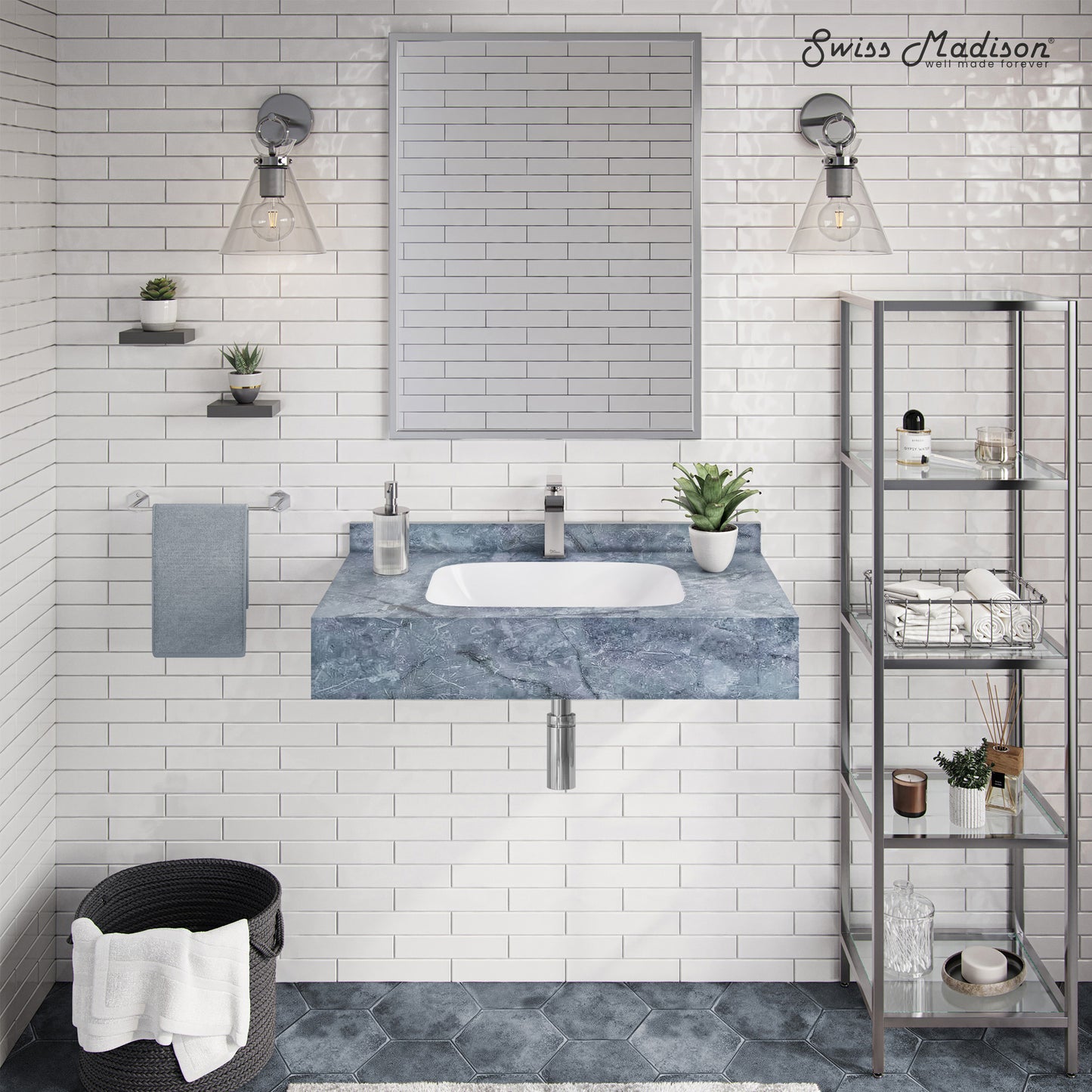 Swiss Madison, Avancer 36'' Wall Mount Sink In Blue Celeste